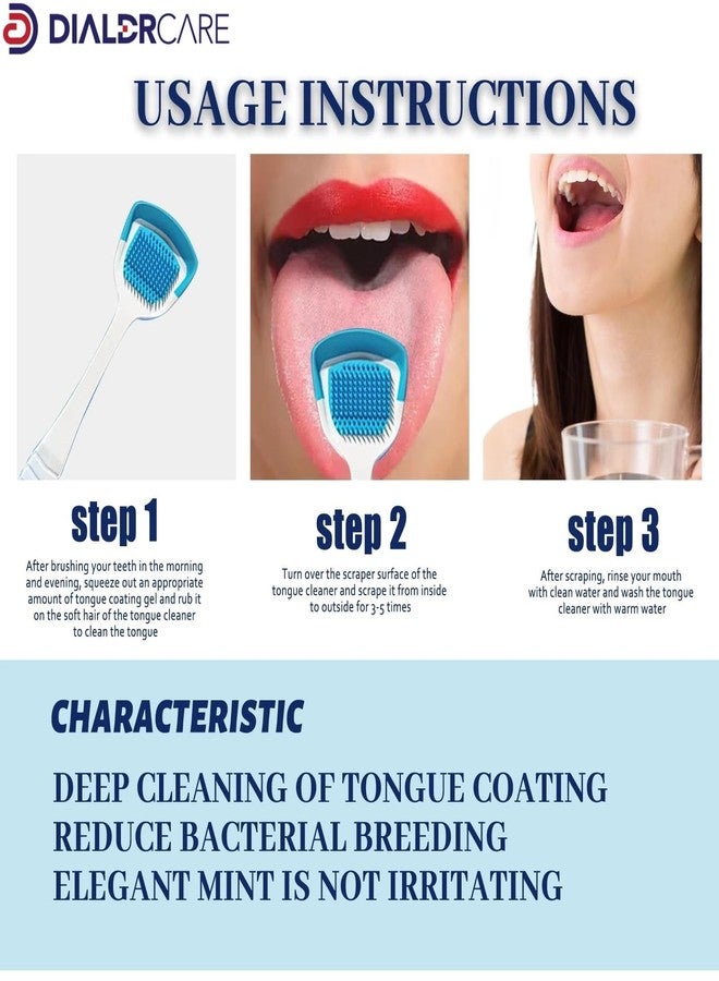 DIALDRCARE مكشطة اللسان DIALDRCARE للبالغين، منظفات اللسان للحد من رائحة الفم الكريهة، مكشطة أسنان فموية - نفس منعش (متعددة الاستخدامات) - Image 4